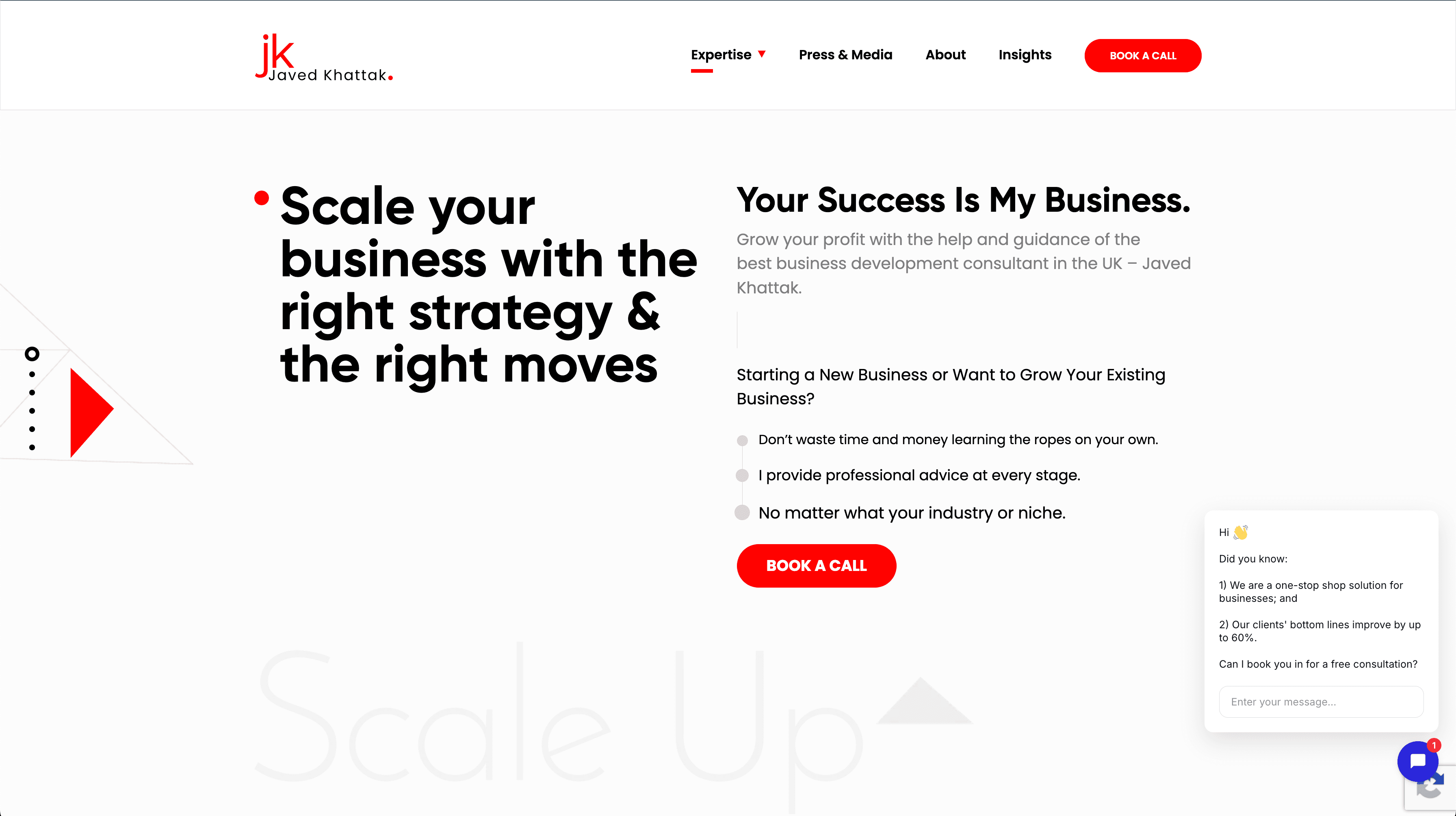 Professional consulting website for Javed Khattak built with WordPress custom theme and responsive design